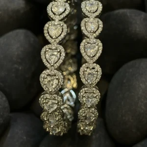 EAGLE JEWELLERS - SLEEK SILVER POLISH LATEST COLLECTION AMERICAN DIAMOND BANGLES BNG-AD-003