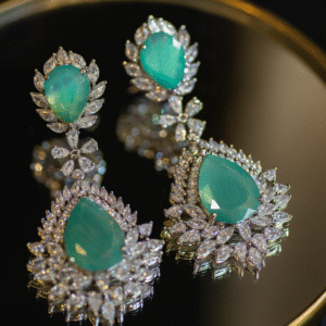 EAGLE JEWELLERS - JUST LIKE A DIAMOND AMERICAN DIAMOND EARRINGS ONLINE MINT GREEN COLOR ER-AD-001