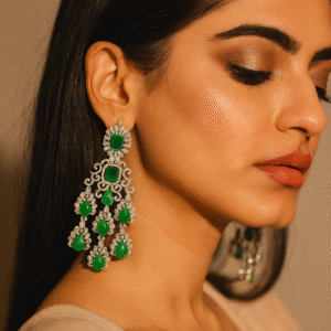 EAGLE JEWELLERS - JUST LIKE A DIAMOND AMERICAN DIAMOND EARRINGS ONLINE GREEN COLOR ER-AD-006