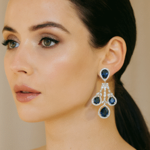 EAGLE JEWELLERS - JUST LIKE A DIAMOND AMERICAN DIAMOND EARRINGS ONLINE BLUE COLOR ER-AD-002