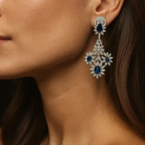 EAGLE JEWELLERS - JUST LIKE A DIAMOND AMERICAN DIAMOND EARRINGS ONLINE GREEN COLOR  ER-AD-013