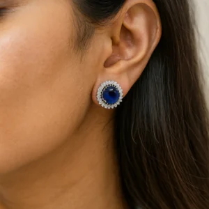 EAGLE JEWELLERS - JUST LIKE A DIAMOND AMERICAN DIAMOND EARRINGS ONLINE BLUE COLOR ER-AD-016