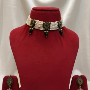 EAGLE JEWELLERS - GREEN COLOUR KUNDAN CHOKER SET CH-K-034