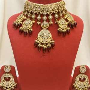 EAGLE JEWELLERS - MEHROON COLOUR KUNDAN CHOKER SET CH-K-036