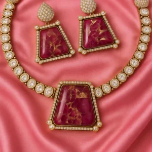 EAGLE JEWELLERS - VAJRA GLOW MOSSAINITE NECKLACE SET (PREMIUM) NMOS-059