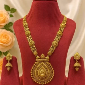 EAGLE JEWELLERS - GOLD PLATED GODDESS LAKSHMI TEMPLE LONG SET LR-TP-002
