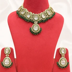 EAGLE JEWELLERS - GREEN COLOUR KUNDAN CHOKER SET CH-K-053