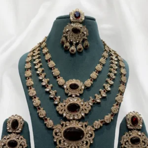 EAGLE JEWELLERS - VAJRA GLOW 3 LAYERED MOSSAINITE NECKLACE SET NMOS-122