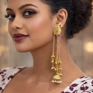 EAGLE JEWELLERS - LATEST KASHMIRI LONG EARRINGS IN PINK COLOR ER-KASHMIRI-015