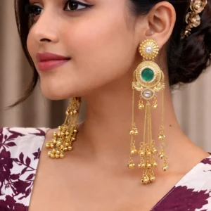 EAGLE JEWELLERS - LATEST KASHMIRI LONG EARRINGS IN MINT GREEN COLOR ER-KASHMIRI-012