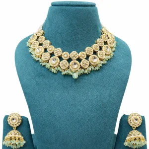 EAGLE JEWELLERS - MINT GREEN COLOUR KUNDAN CHOKER SET CH-K-064